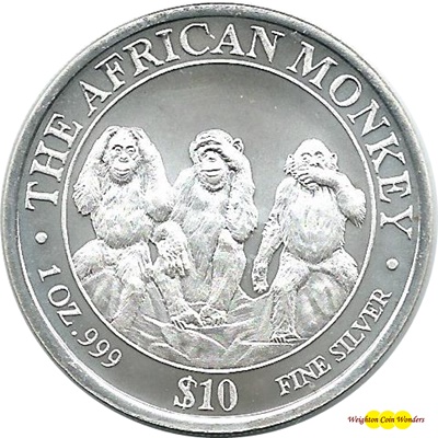 (image for) 2001 Somalia 1oz Silver MONKEY